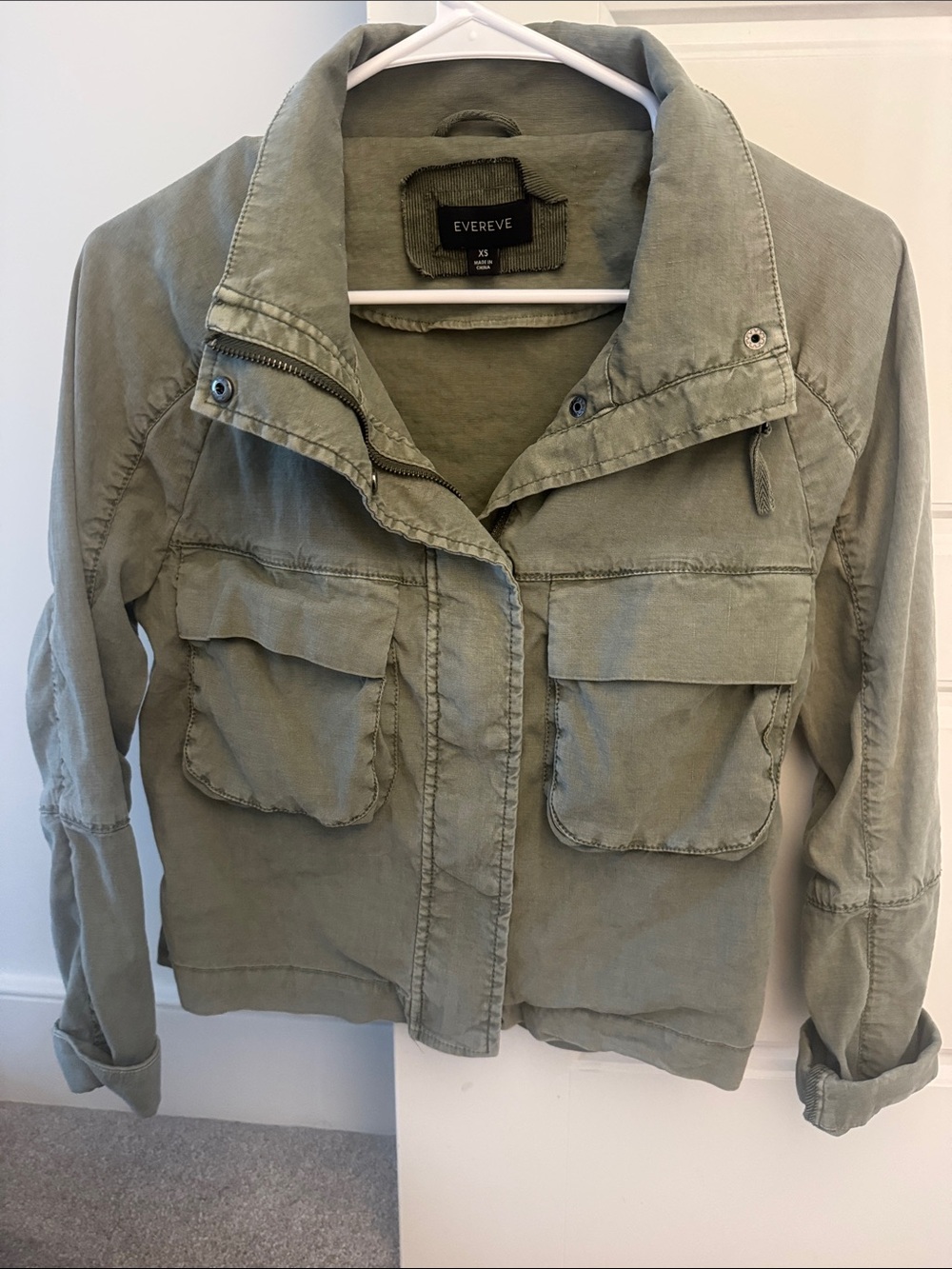 Evereve Olive Green Utility Jacket with Front Pockets